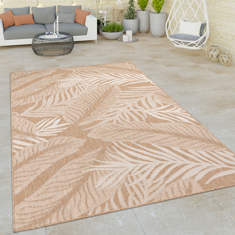 Paco Home - Tapis Exterieur Terrasse Salon Cuisine Motif Fleuri Motif Fleurs Beige Crème 240x340 cm
