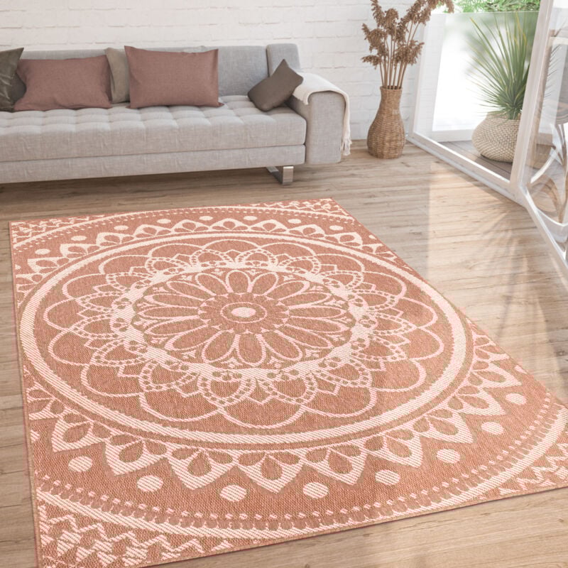 Paco Home - Tapis Exterieur Terrasse Salon Cuisine Motif Oriental Marocain Moderne Ethnique 160x220 cm, Abricot