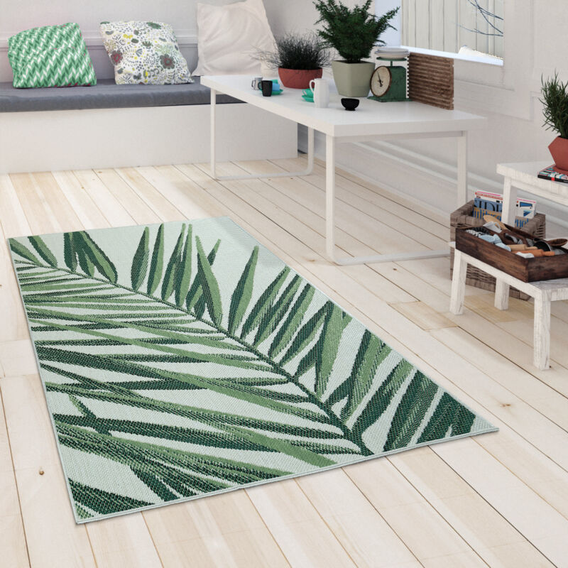 Paco Home - Tapis Exterieur Terrasse Salon Cuisine Palmiers Jungle Fleuri Motif Boho Vert 160x230 cm, Vert 4