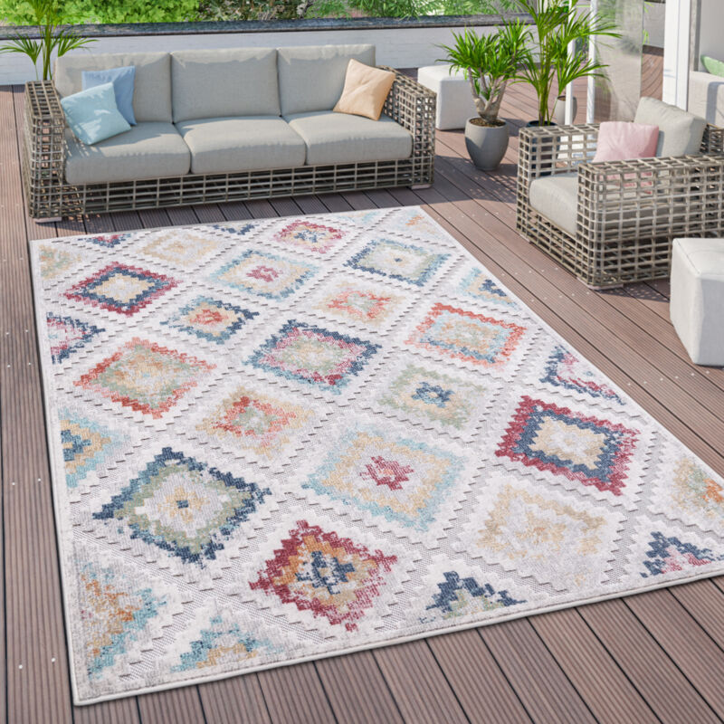 Paco Home - Tapis Exterieur Terrasse Salon Scandinave Ethnique Geometrique Abstrait 3D 60x100 cm, Multicolore 4