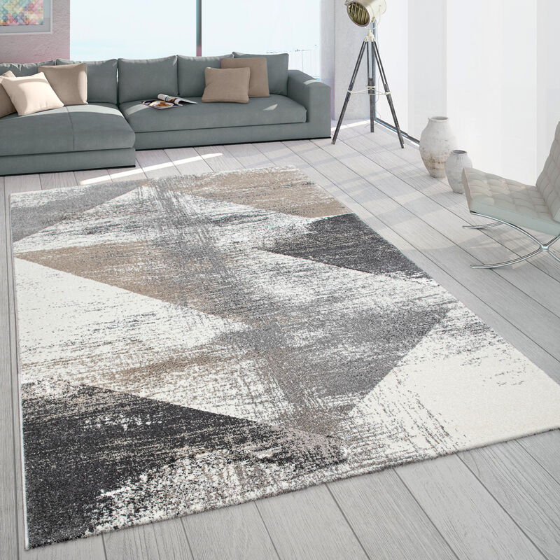 Tapis Frisé, Tapis Poils Ras Pour Salon Avec Aspect Usé Gris Beige 160x230 cm - Paco Home