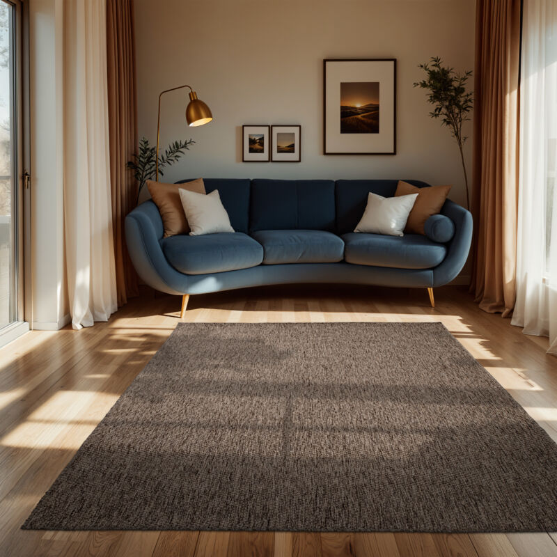 Paco Home - Tapis Intérieur Et Extérieur Balcon Terrasse Tapis Cuisine Monochrome Moucheté 200x280 cm, Taupe