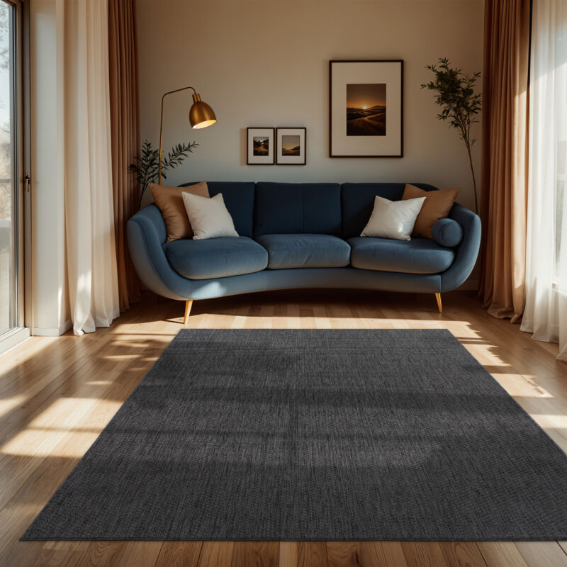 Paco Home - Tapis Intérieur Et Extérieur Balcon Terrasse Tapis Cuisine Monochrome Moucheté Anthracite, 200x280 cm