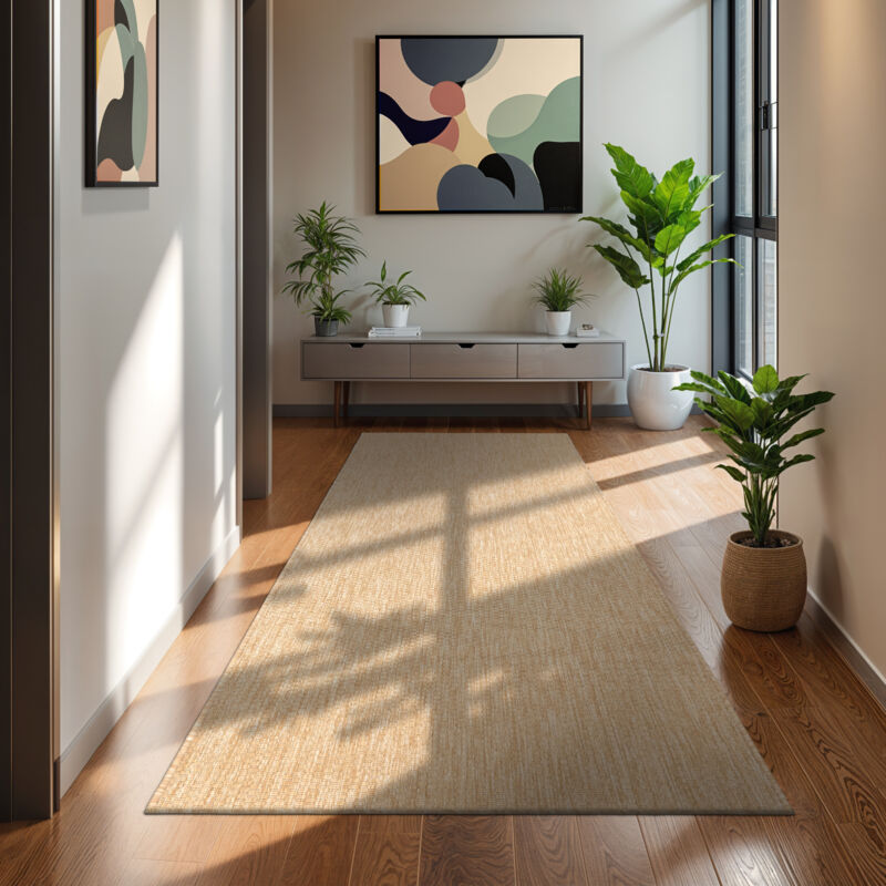 Paco Home Tapis Intérieur Et Extérieur Balcon Terrasse Tapis Cuisine Monochrome Moucheté 80x150 cm, Naturelle