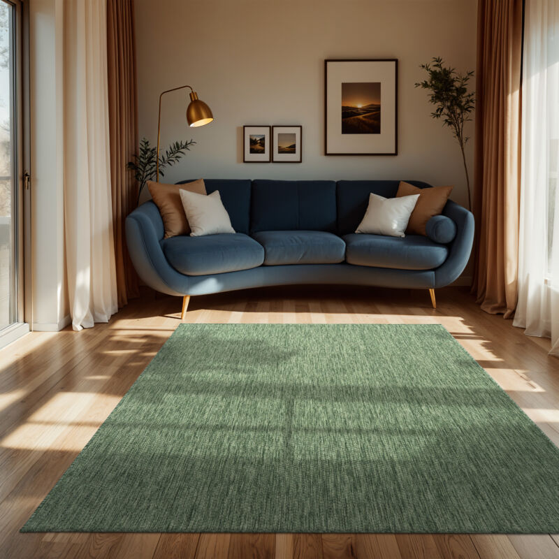 Paco Home - Tapis Intérieur Et Extérieur Balcon Terrasse Tapis Cuisine Monochrome Moucheté 140x200 cm, Vert