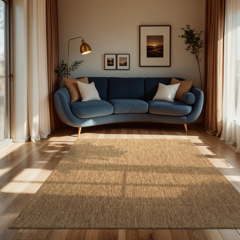 Paco Home - Tapis Intérieur Et Extérieur Balcon Terrasse Tapis Cuisine Monochrome Moucheté 120x160 cm, Café