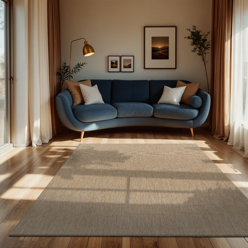 Paco Home - Tapis Intérieur Et Extérieur Balcon Terrasse Tapis Cuisine Monochrome Moucheté 240x340 cm, Naturelle