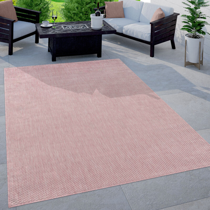 Paco Home - Tapis Intérieur Et Extérieur Balcon Terrasse Tapis Cuisine Monochrome Moucheté Pink, 150 cm carré