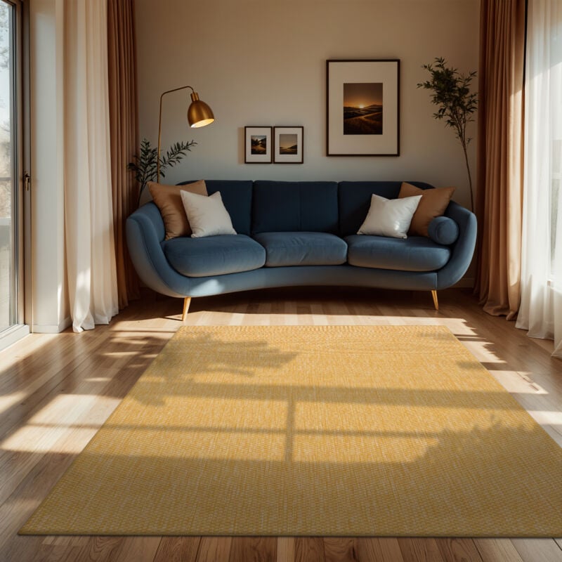 Paco Home - Tapis Intérieur Et Extérieur Balcon Terrasse Tapis Cuisine Monochrome Moucheté Jaune, 240x340 cm