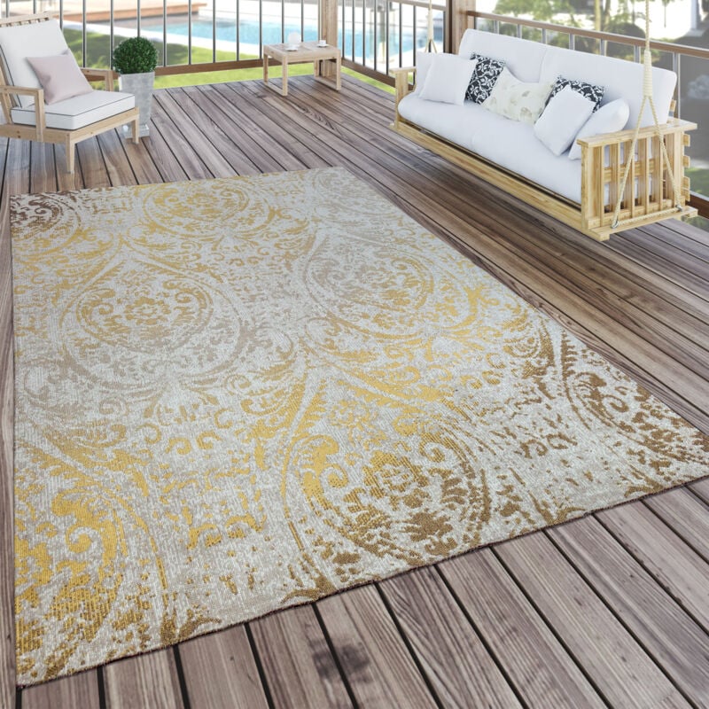 Paco Home - Tapis Intérieur Et Extérieur Orient Motif Jaune Crème 200x280 cm