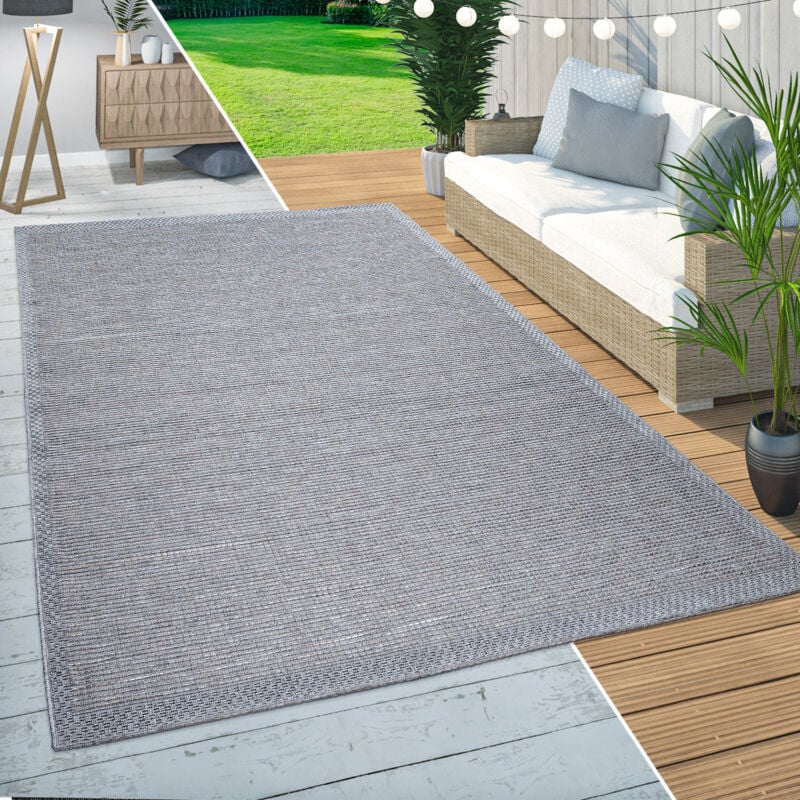 Paco Home - Tapis Intérieur Extérieur Balcon Terrasse Cuisine Design Bordures Moderne Beige 200 cm rond