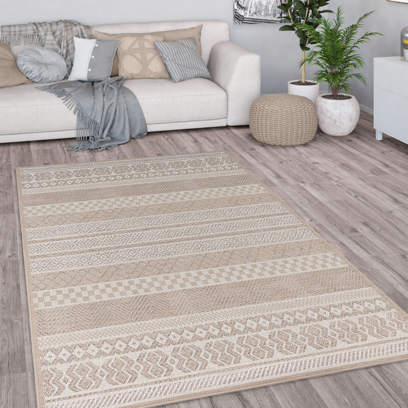 Paco Home - Tapis Intérieur & Extérieur Balcon Terrasse Cuisine Motif Ethnique Boho Moderne Beige, 240x340 cm
