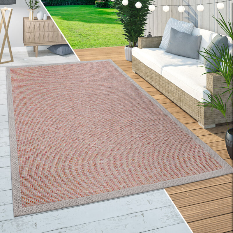 Paco Home - Tapis Intérieur & Extérieur Balcon Terrasse Tapis Cuisine Bordures Design Orange 160x220 cm