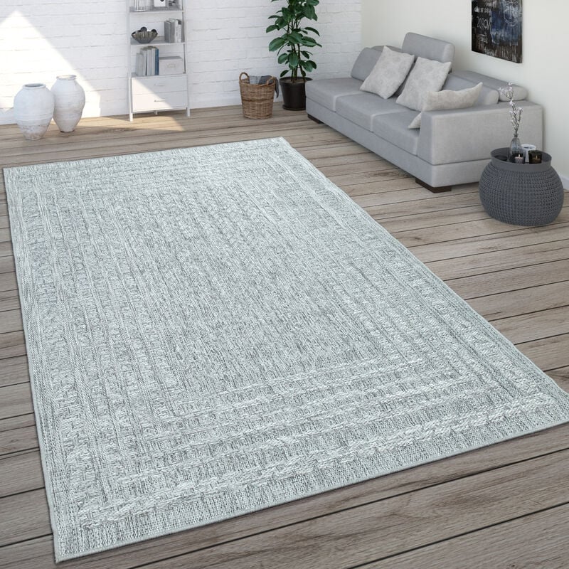 Paco Home Tapis Intérieur Extérieur Balcon Terrasse, Tapis Cuisine Look Scandinave Moderne 160x230 cm, Gris