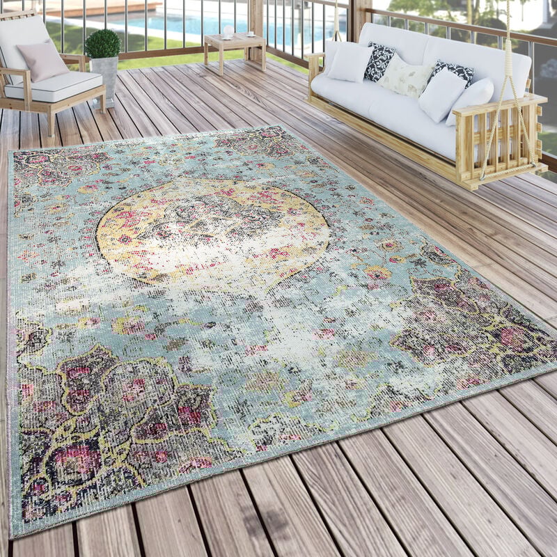 Paco Home - Tapis Intérieur Extérieur Orient Turquoise Rose Jaune 240x340 cm