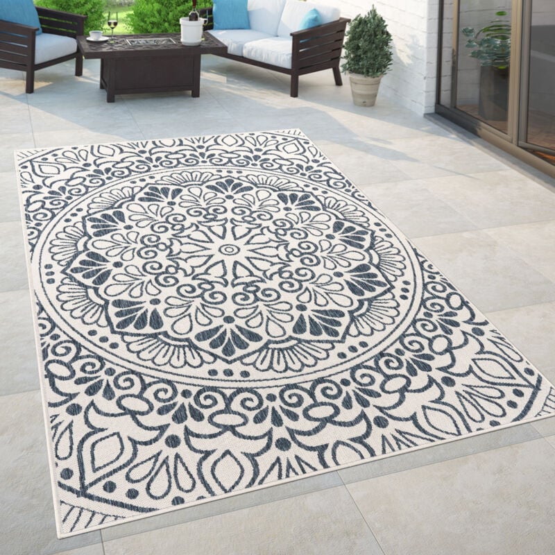 Paco Home - Tapis Intérieur & Extérieur Pour Balcon Et Terrasse Avec Motif Oriental Bleu 200x280 cm