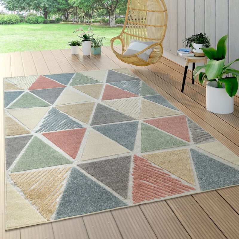 Paco Home - Tapis Intérieur & Extérieur Terrasse Et Balcon Résistant Aux Intempéries Moderne Motif Géométrique 80x150 cm, Multicolore