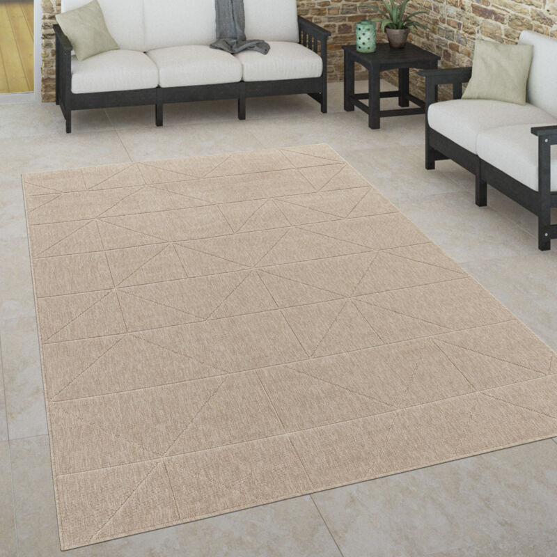 Paco Home - Tapis Intérieur & Extérieur Terrasse Et Balcon Style Scandinave Résistant Aux Intempéries 120x170 cm, Beige 4
