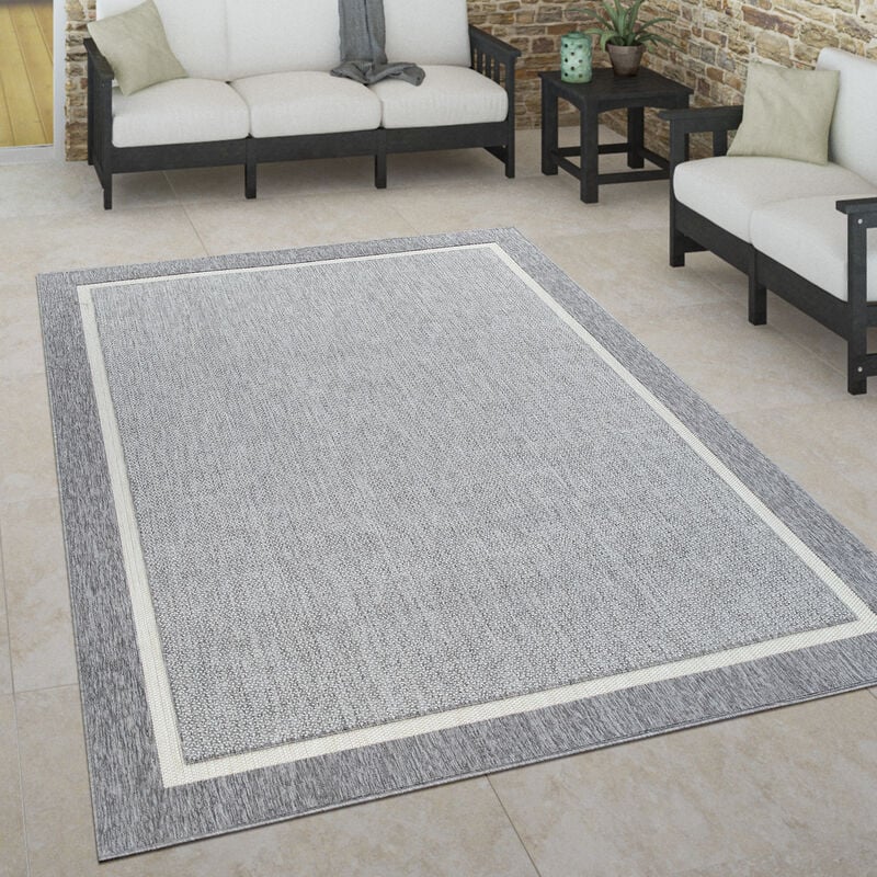 Paco Home - Tapis Intérieur & Extérieur Terrasse Et Balcon Style Scandinave Résistant Aux Intempéries 120x170 cm, Gris 2
