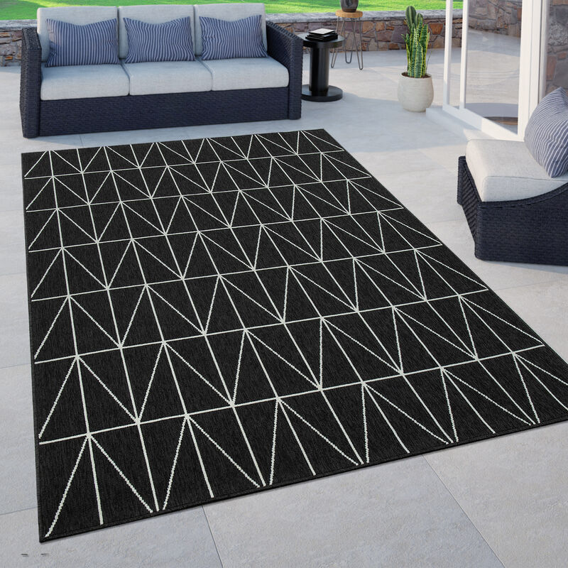 Paco Home - Tapis Intérieur & Extérieur Terrasse Et Balcon Style Scandinave Résistant Aux Intempéries 120x170 cm, Noir