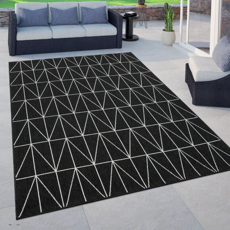 Paco Home - Tapis Intérieur & Extérieur Terrasse Et Balcon Style Scandinave Résistant Aux Intempéries 80x150 cm, Noir