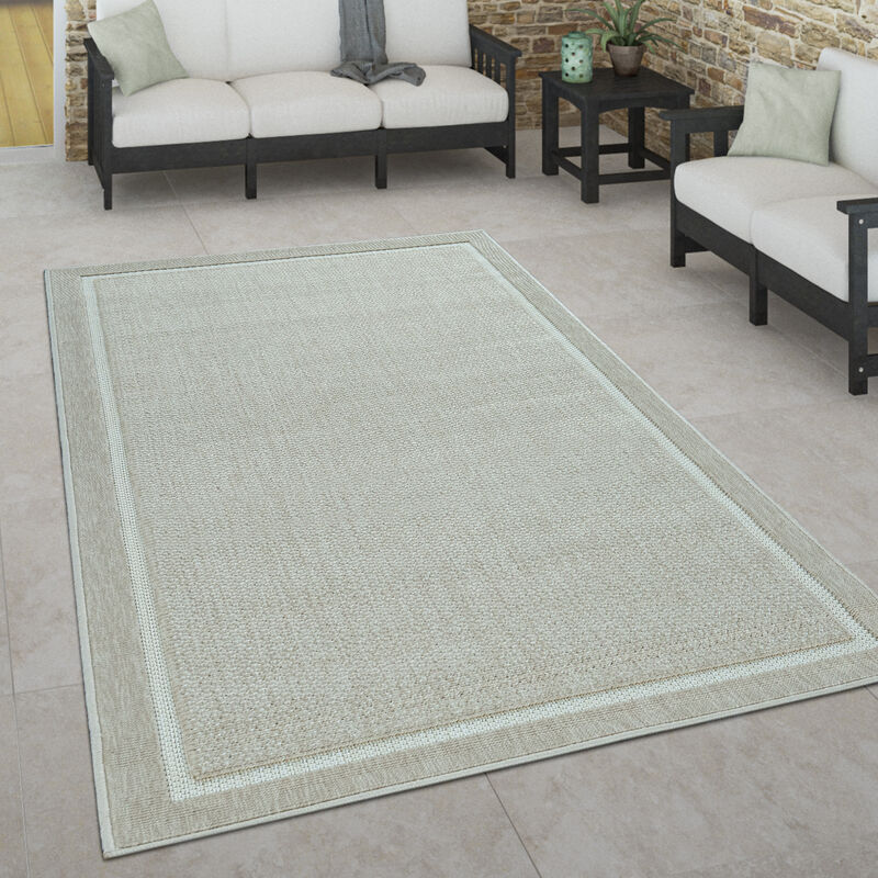 Paco Home - Tapis Intérieur & Extérieur Terrasse Et Balcon Style Scandinave Résistant Aux Intempéries 120x170 cm, Beige 2