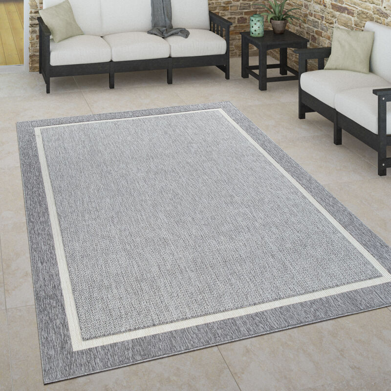 Paco Home - Tapis Intérieur & Extérieur Terrasse Et Balcon Style Scandinave Résistant Aux Intempéries 160x230 cm, Gris 2