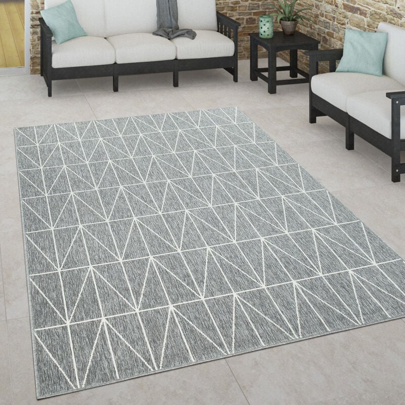 Paco Home Tapis Intérieur & Extérieur Terrasse Et Balcon Style Scandinave Résistant Aux Intempéries 120x170 cm, Gris