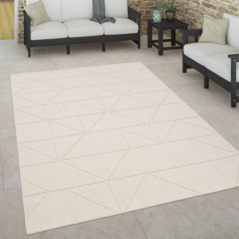 Paco Home - Tapis Intérieur & Extérieur Terrasse Et Balcon Style Scandinave Résistant Aux Intempéries 160x230 cm, Crème