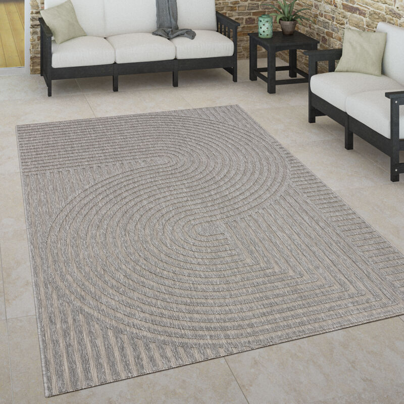 Paco Home - Tapis Intérieur & Extérieur Terrasse Et Balcon Style Scandinave Résistant Aux Intempéries 200x290 cm, Gris 4