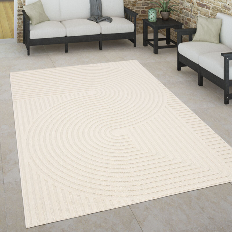 Paco Home - Tapis Intérieur & Extérieur Terrasse Et Balcon Style Scandinave Résistant Aux Intempéries 80x150 cm, Crème 2