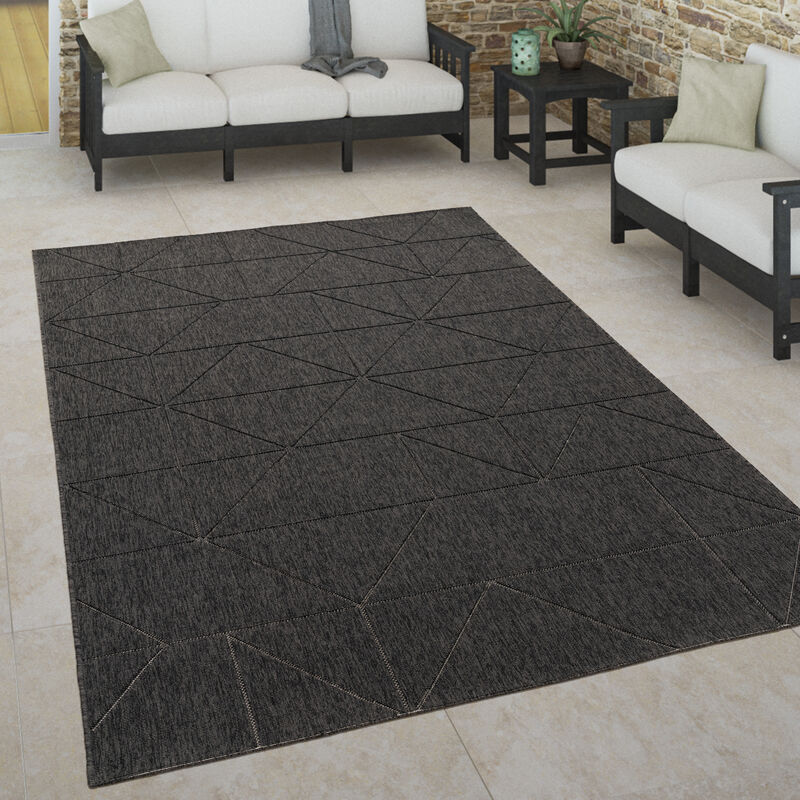 Paco Home - Tapis Intérieur & Extérieur Terrasse Et Balcon Style Scandinave Résistant Aux Intempéries 160x230 cm, Anthracite