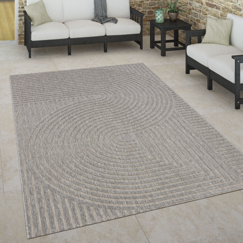 Paco Home - Tapis Intérieur & Extérieur Terrasse Et Balcon Style Scandinave Résistant Aux Intempéries 80x150 cm, Gris 4