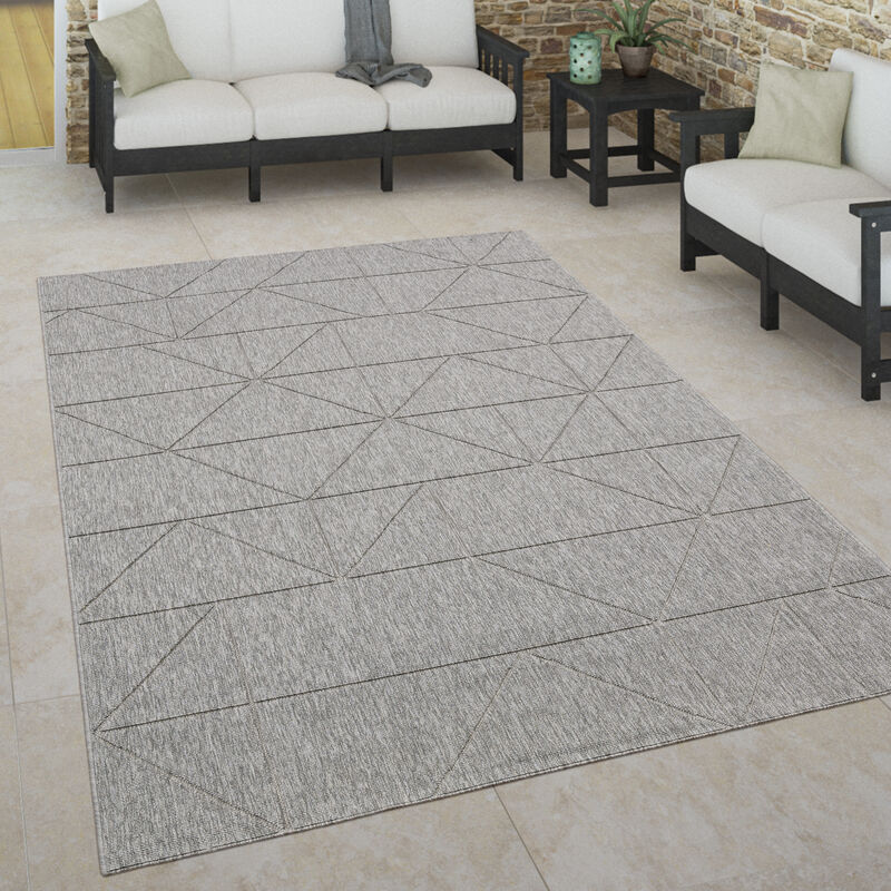 Paco Home - Tapis Intérieur & Extérieur Terrasse Et Balcon Style Scandinave Résistant Aux Intempéries 160x230 cm, Gris 3