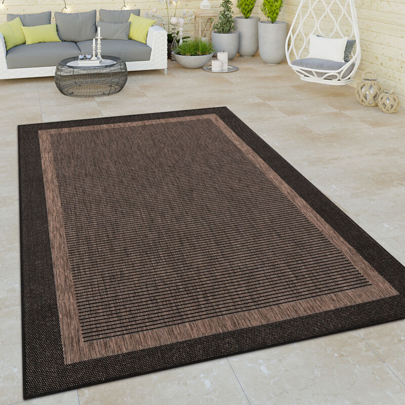 Paco Home - Tapis Intérieur & Extérieur Tissage à Plat Moderne Bordure Motif Oriental Anthracite 200x280 cm