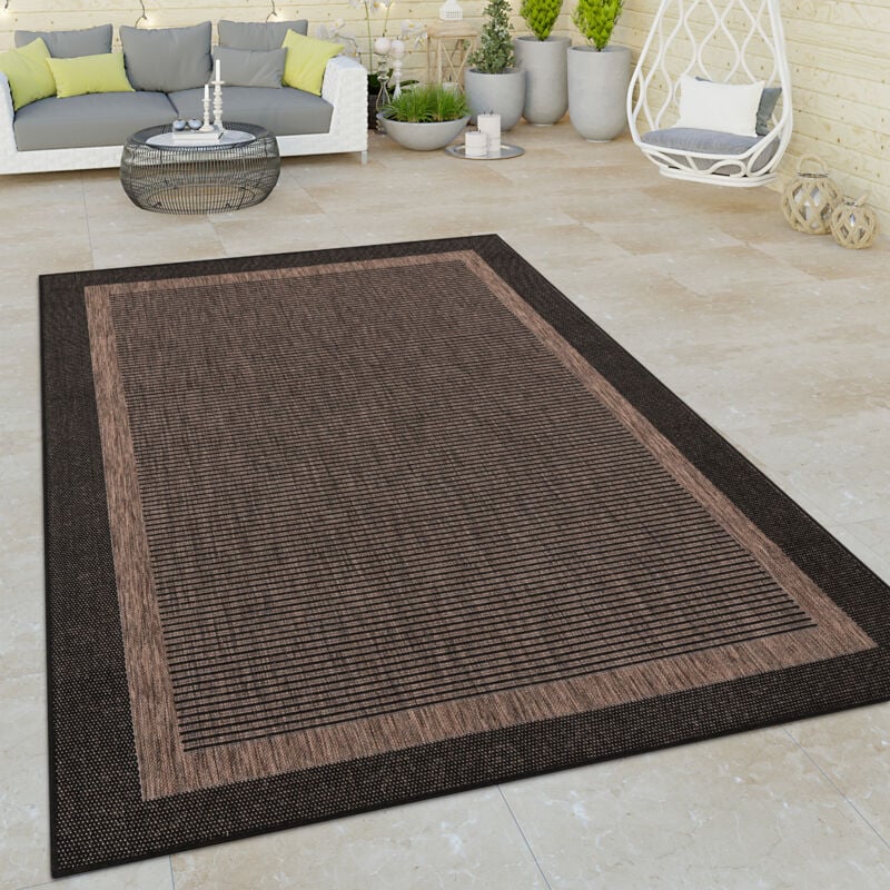 Paco Home - Tapis Intérieur & Extérieur Tissage à Plat Moderne Bordure Motif Oriental Anthracite 160x220 cm