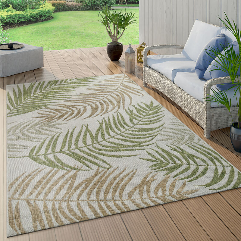 Paco Home - Tapis Intérieur & Extérieur Tissage à Plat Moderne Design Jungle Palmiers En Pastel Vert 60x100 cm