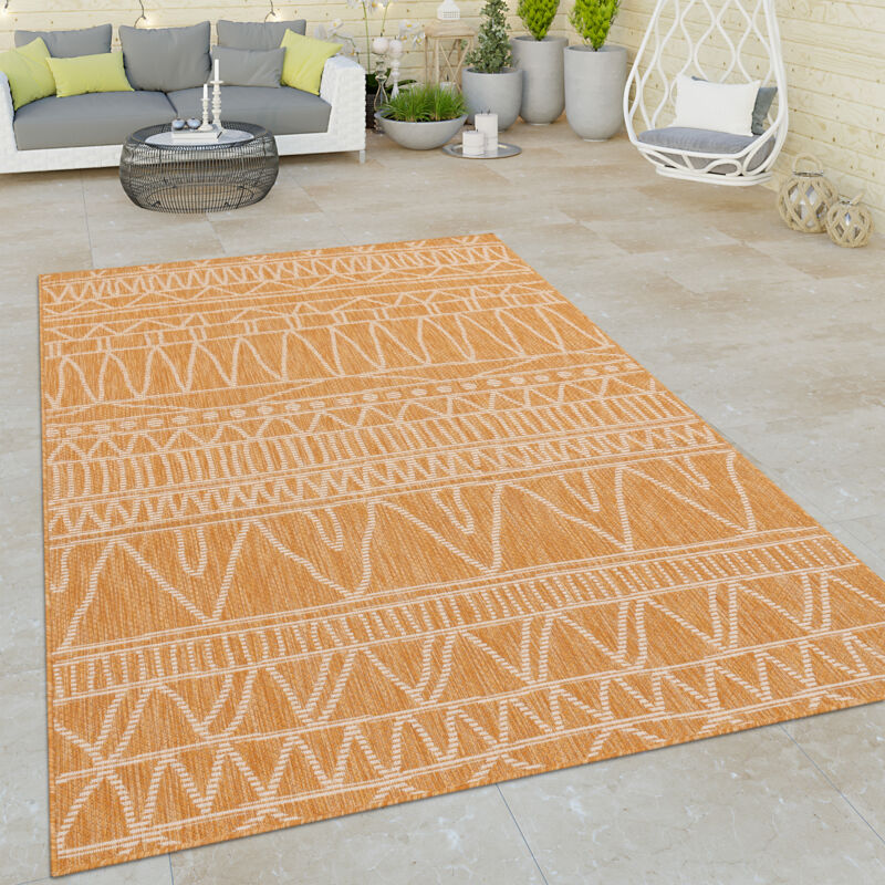 Paco Home Tapis Intérieur & Extérieur Tissage À Plat Moderne Motif Ethnique Design Zigzag En Jaune 120x160 cm
