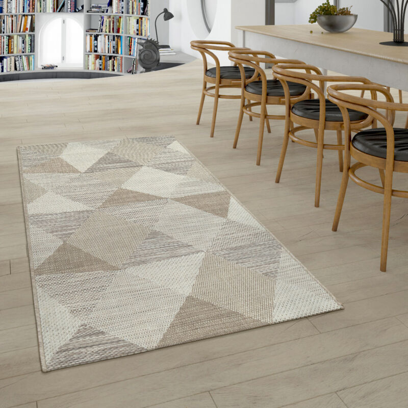 Paco Home - Tapis Intérieur & Extérieur Tissage à Plat Motif Géométrique Motif Losanges En Beige 80x150 cm