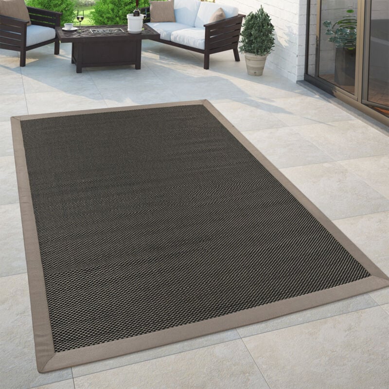 Paco Home Tapis Intérieur & Extérieur Tissage À Plat Tendance Look Naturel Uni En Anthracite 80x250 cm