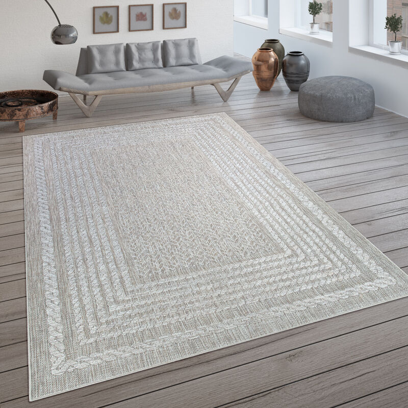Paco Home Tapis Intérieur & Extérieur Tissé À Plat Avec Motif Scandinave Et Style Sisal Crème 80x150 cm