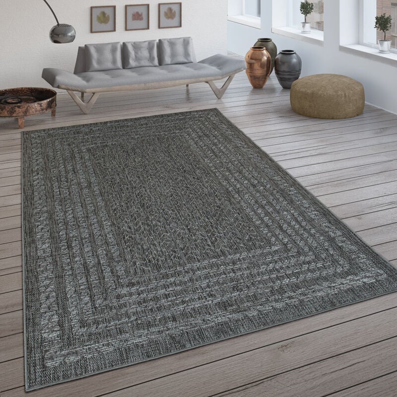 Paco Home - Tapis Intérieur & Extérieur Tissé à Plat Avec Motif Scandinave Et Style Sisal Gris 80x150 cm