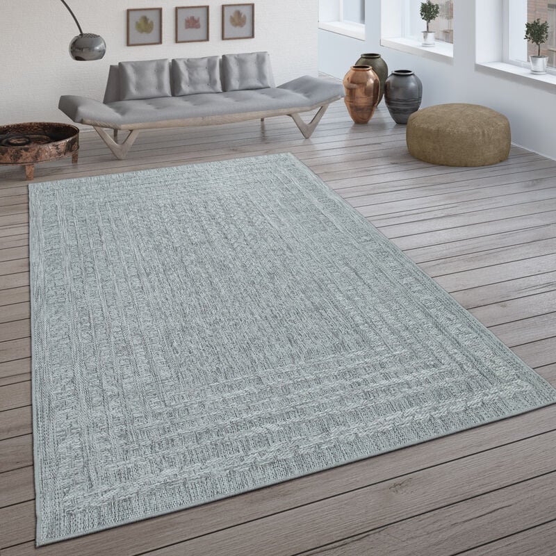 Paco Home - Tapis Intérieur & Extérieur Tissé à Plat Avec Motif Scandinave Et Style Sisal Gris Clair 80x150 cm