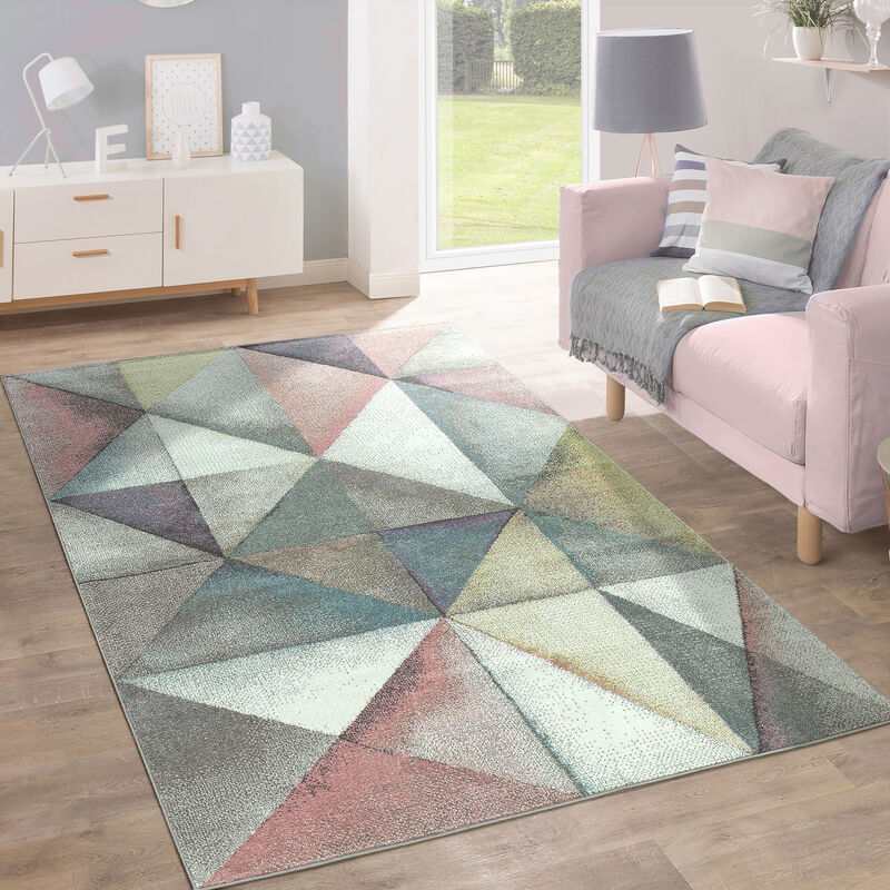 Paco Home - Tapis Moderne Pastel Triangle Design Coloré 60x100 cm