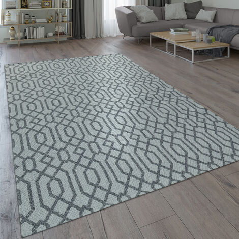 Paco Home Tapis Moderne Tissage À Plat Motif Tissé Motif Géométrique Look Scandinave En Gris