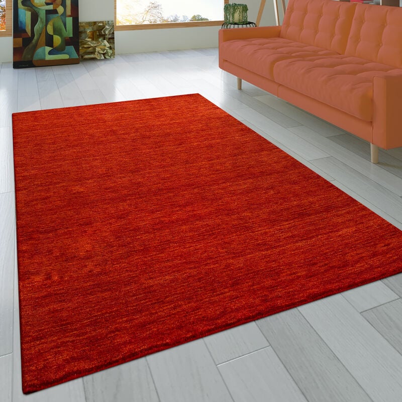 Paco Home - Tapis Salon Chambre Adulte Poils Ras Naturel Uni Tissé a La Main Moderne 120x170 cm, Terracotta