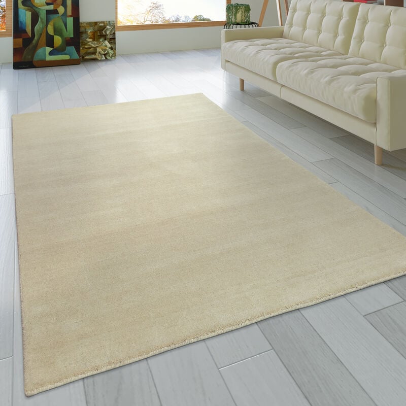 Paco Home - Tapis Salon Chambre Adulte Poils Ras Naturel Uni Tissé a La Main Moderne 160x230 cm, Crème