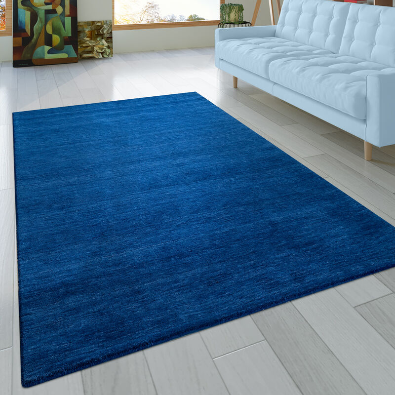 Paco Home - Tapis Salon Chambre Adulte Poils Ras Naturel Uni Tissé a La Main Moderne 160x230 cm, Bleu