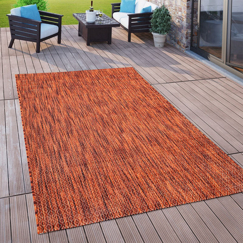 Paco Home - Tapis Outdoor Balcon Terrasse Tapis De Cuisine Motif Losanges Aspect 3D Rouge Orange 120x160 cm