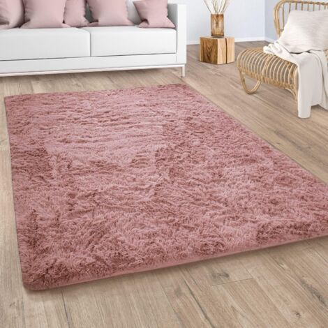 Paco Home Tapis Poils Longs Salon Shaggy Fausse Fourrure Fourrure Moelleux Marron PinkRose 160x220 cm